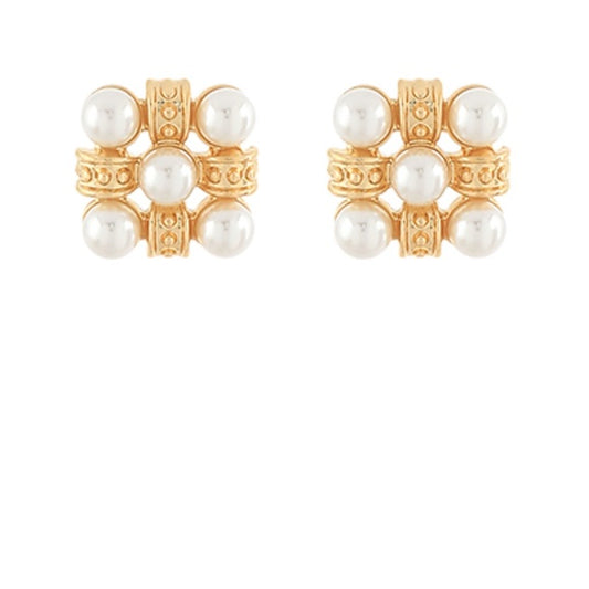 Textured Square Pearl Earrings