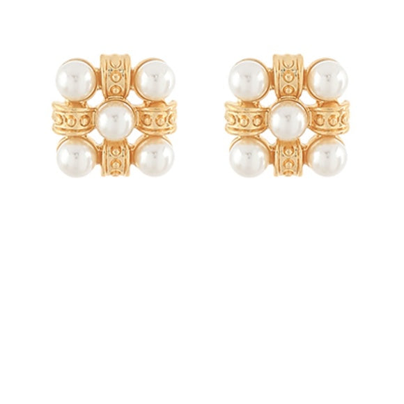 Textured Square Pearl Earrings