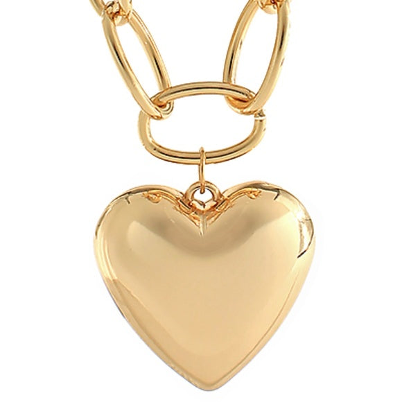 Chunky Heart & Oval Chain Necklace Set