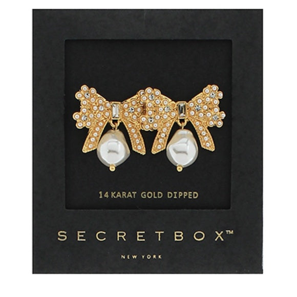 Ribbon w/Baguette & Baroque Pearl Earrings