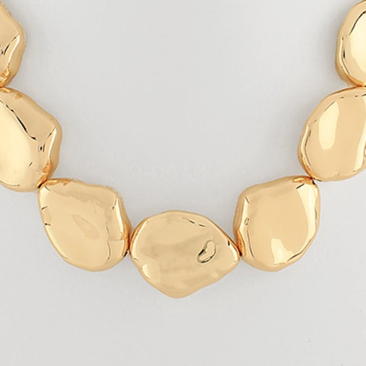 Pebble Shape Linked Metal Necklace