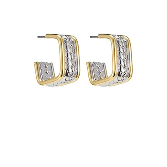 Textured Twotone Square Hoops