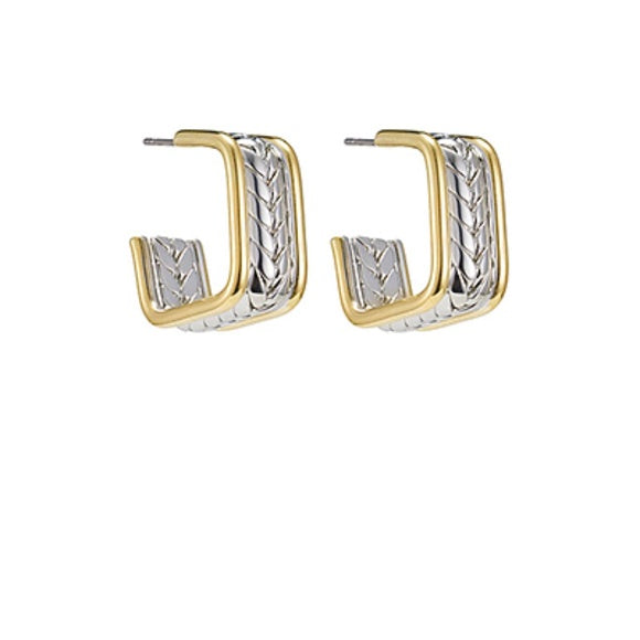 Textured Twotone Square Hoops