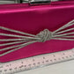 Knotted Rhinestone Line Satin Clutch