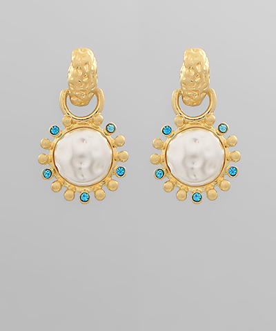 Round Pearl & Door Knocker Earrings