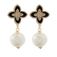 Paved Clover & Pearl Drop Earrings
