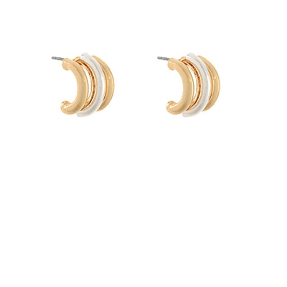 Twotone Layered Stud Hoops