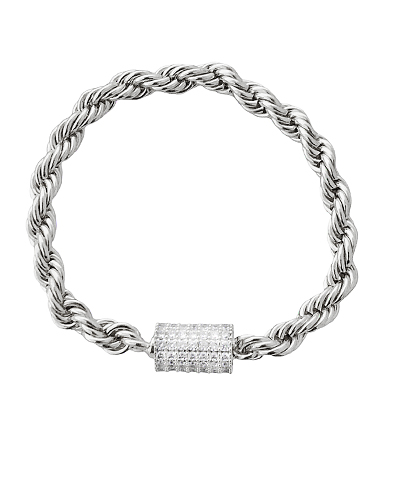 CZ Cylinder & Twisted Chain Bracelet