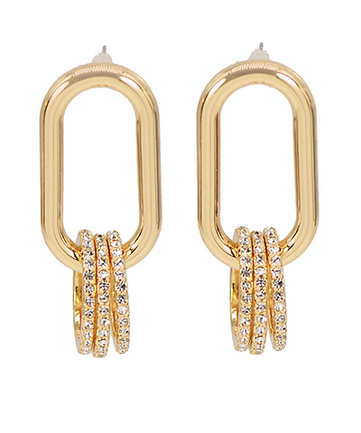 Pavé Triple Circle Link Earrings