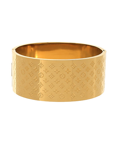 Wide Engraved Clover Pattern Bangle