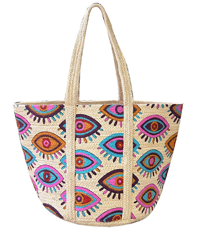 Evil Eye Jute Tote