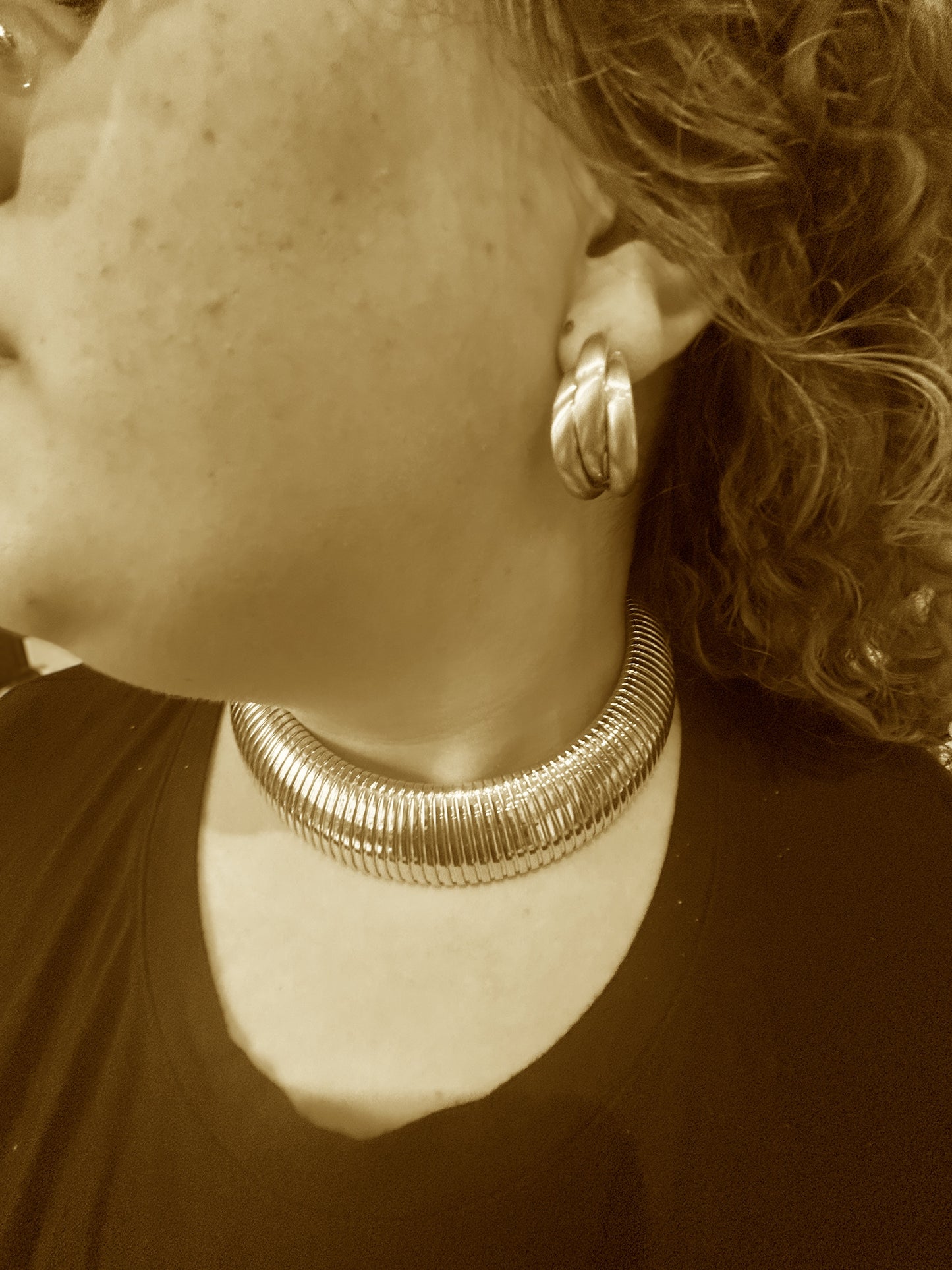 Chunky Omega Choker & Half Open Hoops Set