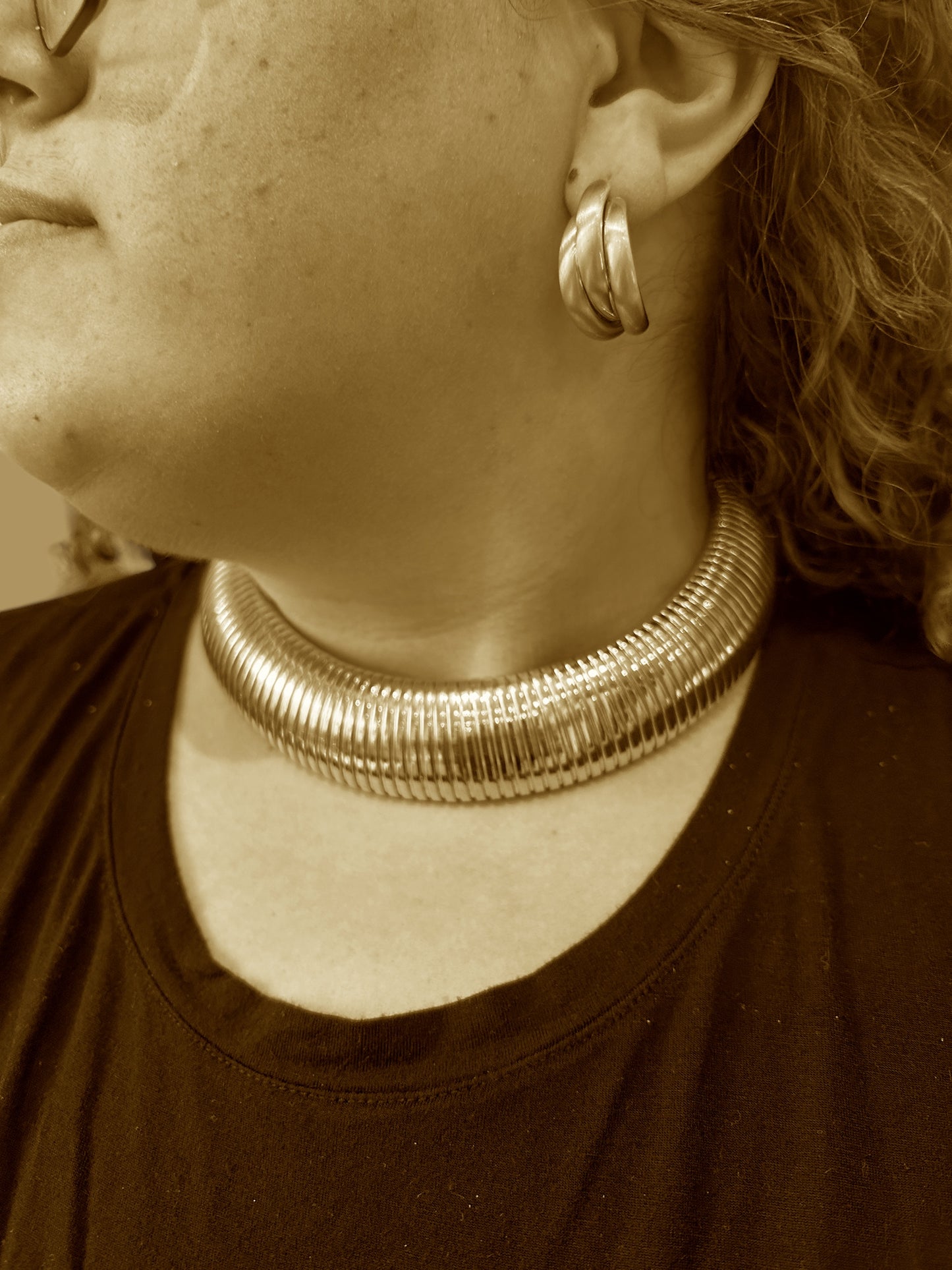 Chunky Omega Choker & Half Open Hoops Set